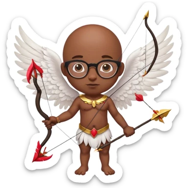 Bald black man with glasses Cupid  sticker