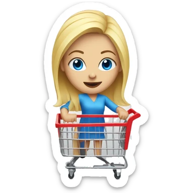Blonde woman with blue eyes pushing a Target shopping cart sticker