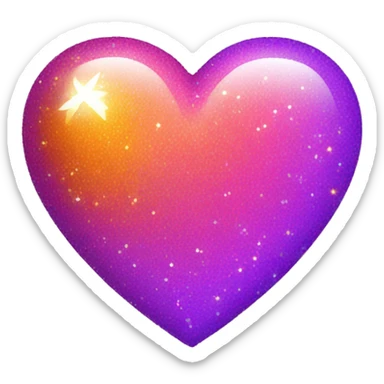 pink purple orange heart with sparkles sticker
