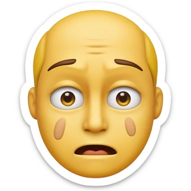 A straight face emoji with a slight look of disgust, a horizontal hand where the neck would be. All yellow sticker