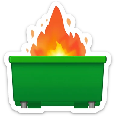 Green dumpster fire on mountain sticker
