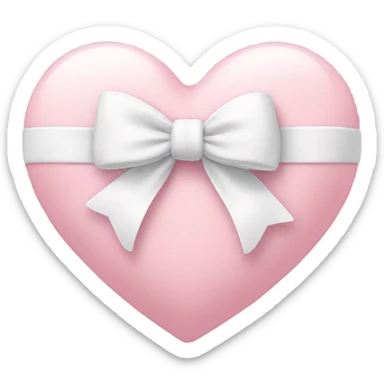 Pastel pink heart with white bow sticker