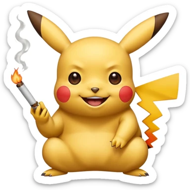 Pikachu smoking weed join laughin sticker