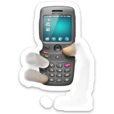 Telefono motorola con numeros en la mano sticker