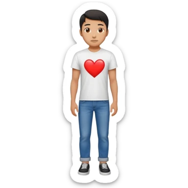 asian man falling on sidewalk with heart eyes sticker