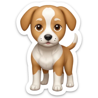 a full body white beagle x maltese x chi dog the size of a kelpie with light brown ears and a light brown patch on one eye sticker