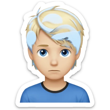 boy with blonde hair emo, and light brown shirt, and blue eyes sticker