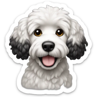 Caniche avec blanc et noir qui tire la langue sticker