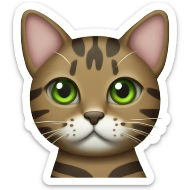 Green eyed brown striped cat Christmas tree sticker