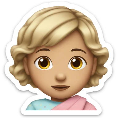 brunette baby girl with blonde baby girl sticker
