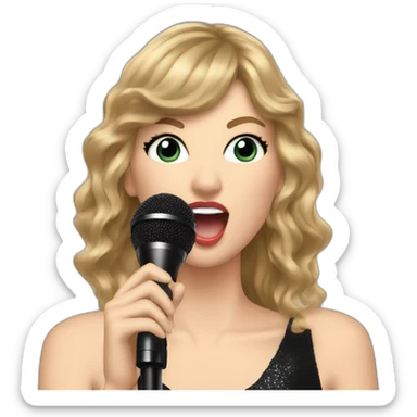 Taylor Swift singing into a black microphone sticker