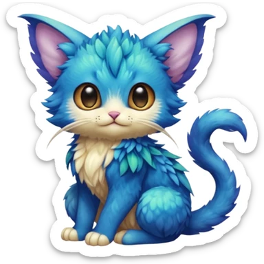 P moe meow meow cute fuzzy realistic Randomly-faerie-drake-colored exotic Fakémon-creature sticker
