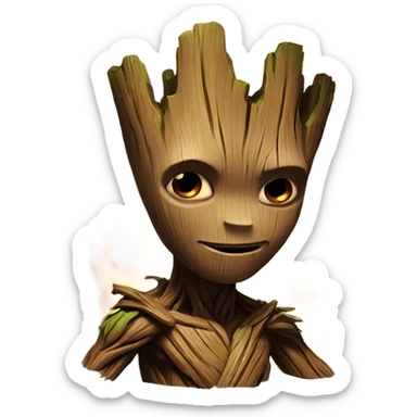 Groot on fire sticker