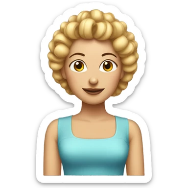 A woman with hair curlers sticker