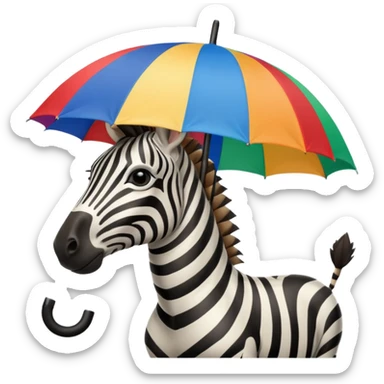 zebra with rgb umbrella closeup view sticker
