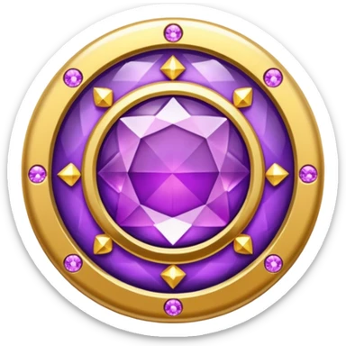 A round badge for a paid subscription, gold with purple diamonds, level 6 sticker