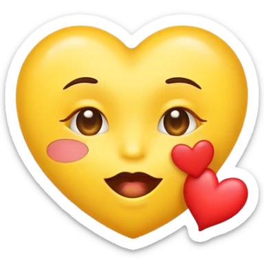 Yellow emoji blowing a kiss with a heart sticker