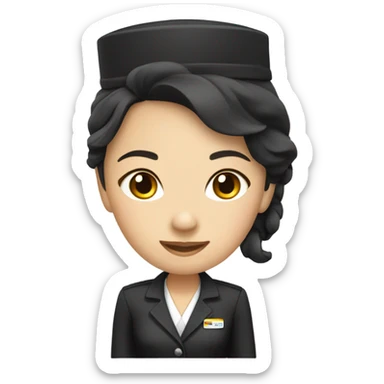 Black color uniform flight attendant Asian  sticker