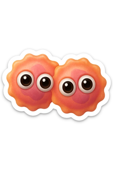 emoji con due cellule umane con occhi 3d sticker