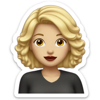 girl with blond hair with red lipstick sticker