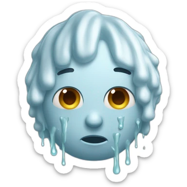 Crying Peepo with an iron sponge puts washing powder on his head sticker