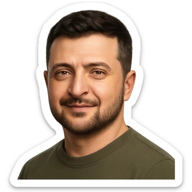 photorealistic emoji style portrait of Vladimir Zelensky with a confident expression sticker