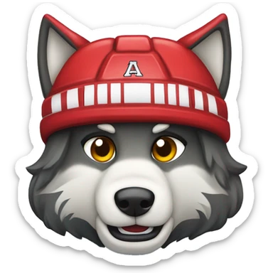 A wolf hockey player lies on the ice in a red white and black uniform A wolf hockey player lies on the ice in a red white and black uniform sticker