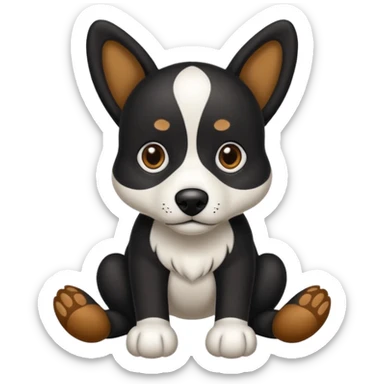 haz un perro negro con las patas y el ozico blancos toques marrones mucho pelo y ojos marrones menos marron menos pelo sticker