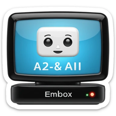 A 2d TV box facing the camera that reads AI sticker