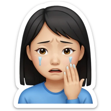 Crying asian girl with clean vibe sticker