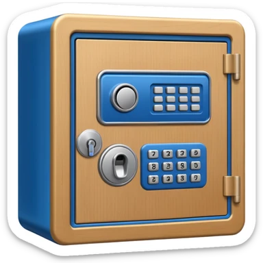 wooden rectangle safe locker keypad with a blue small screen sticker