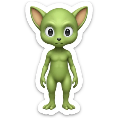 full body ...cute peacefull alien furry with 2 legs ....stands upright and looks intelligent ...wears clothing. not green..looks happy and cuddly... doesnt have eyes on face, there is a appendage coming from top of head with a single large eye sticker