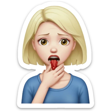 Woman choking herself sticker