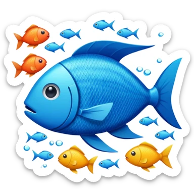 fish swimming near plastic debris sticker