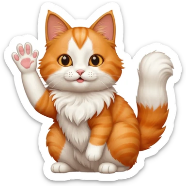 The cat says hello and waves his paw sticker