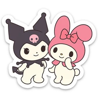 Remove the background, keep only Kuromi and My Melody in anime style, preserve all details, transparent background. sticker