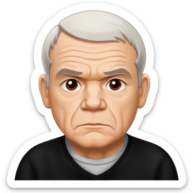 Milan Kundera with his serious, philosophical and literary personality, but not looking fragile.  sticker