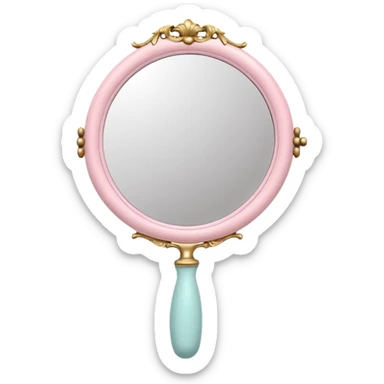 vintage rococo pale pink inflatable puffy hand held mirror sticker