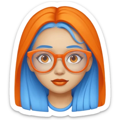 girl blue skinned orange glassed sticker