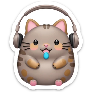 Pusheen with earphones  sticker