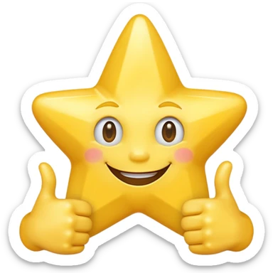 HD a smiling happy star with both hands doing thumbs up  sticker