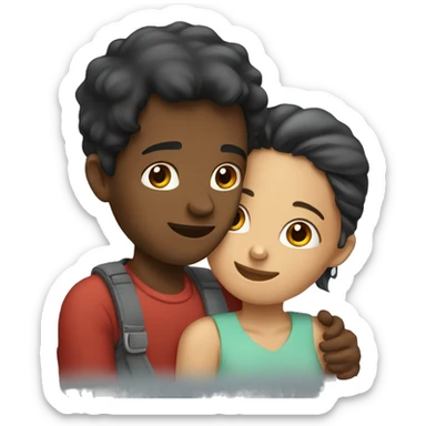 A girl and a boy cuddling sticker