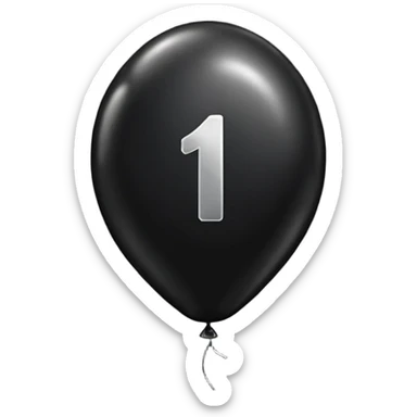black balloon shaped as the number 1, classic emoji style sticker