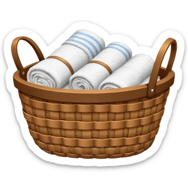 Realistic Brown basket with white towels sticker