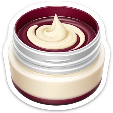 Elegant looking facial cream in a burgundy container that’s open and revealing the cream in a perfect shape (1 item) sticker