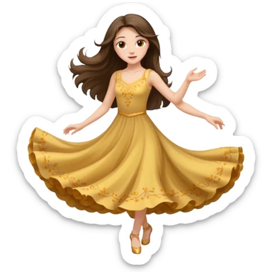 white brunette girl long hair with hazel eyes in light dancing sticker