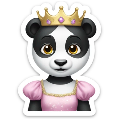 Panda wearing a princess dress sticker