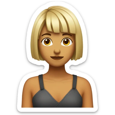 chica con flequillo saludando sticker