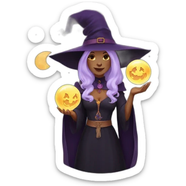 witch with tarot sticker