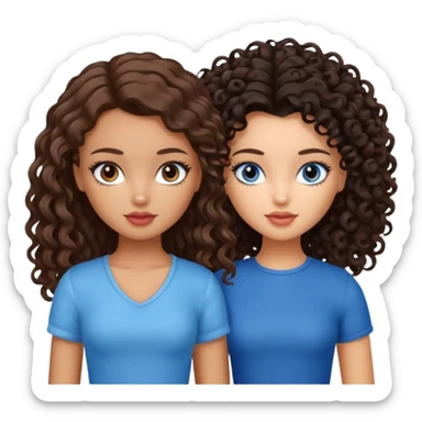 2 pretty bratz fair girls. One has straight brown hair and is tan. One is fair with curly black hair sticker